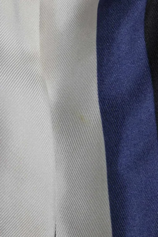 Ivory and navy striped silk twill wide-leg tailored trousers