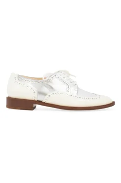 Ivory and silver leather 'Joella' brogue shoes