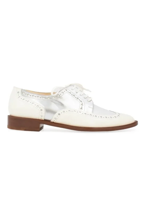 Ivory and silver leather 'Joella' brogue shoes