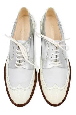 Ivory and silver leather 'Joella' brogue shoes