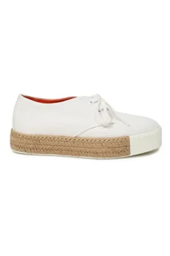 Ivory canvas, jute, and rubber round-toe Rosa espadrille flatform sneakers