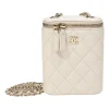 Ivory caviar leather Mini Vanity Case with gold-tone hardware