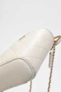 Ivory caviar leather Mini Vanity Case with gold-tone hardware