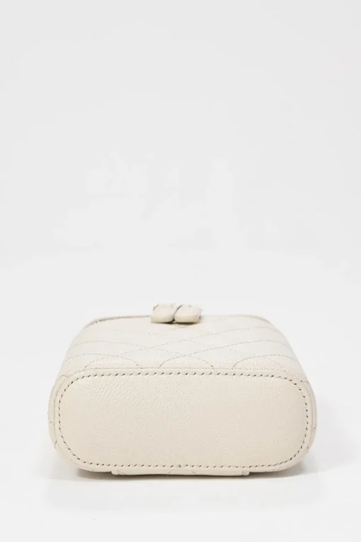 Ivory caviar leather Mini Vanity Case with gold-tone hardware