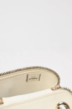 Ivory caviar leather Mini Vanity Case with gold-tone hardware