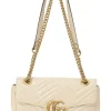 Ivory chevron quilted leather GG Marmont crossbody bag