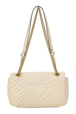 Ivory chevron quilted leather GG Marmont crossbody bag