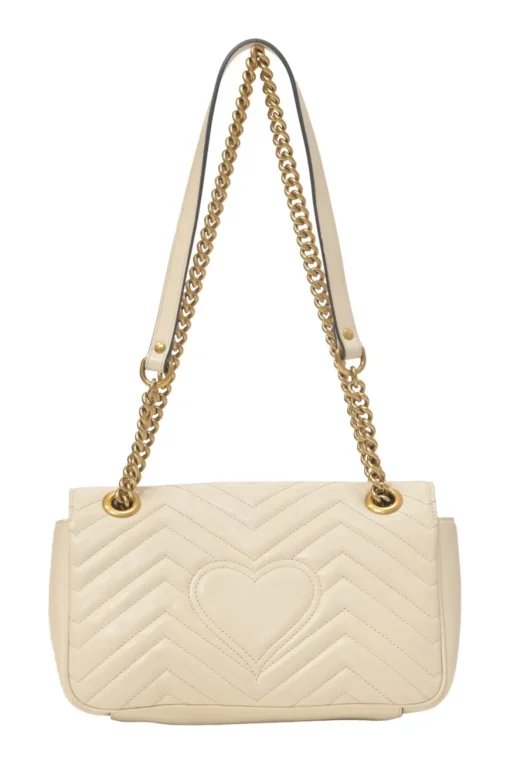Ivory chevron quilted leather GG Marmont crossbody bag