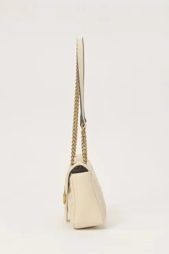 Ivory chevron quilted leather GG Marmont crossbody bag