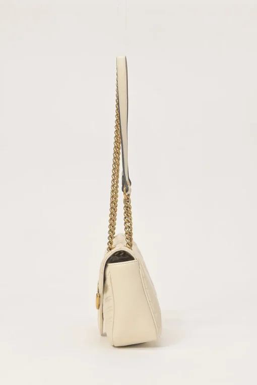 Ivory chevron quilted leather GG Marmont crossbody bag