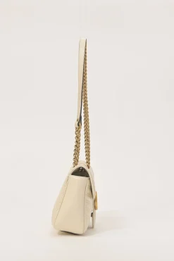 Ivory chevron quilted leather GG Marmont crossbody bag
