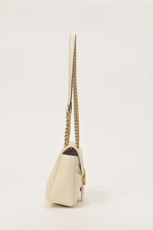 Ivory chevron quilted leather GG Marmont crossbody bag