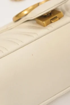 Ivory chevron quilted leather GG Marmont crossbody bag