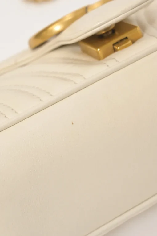 Ivory chevron quilted leather GG Marmont crossbody bag