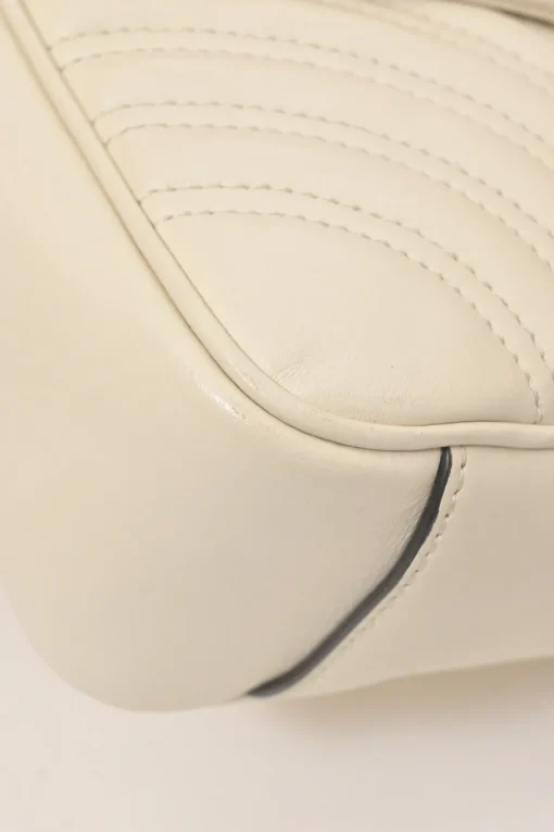 Ivory chevron quilted leather GG Marmont crossbody bag