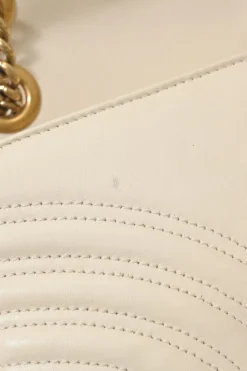 Ivory chevron quilted leather GG Marmont crossbody bag