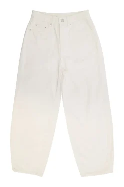 Ivory cotton denim pull-on high-rise balloon leg jeans