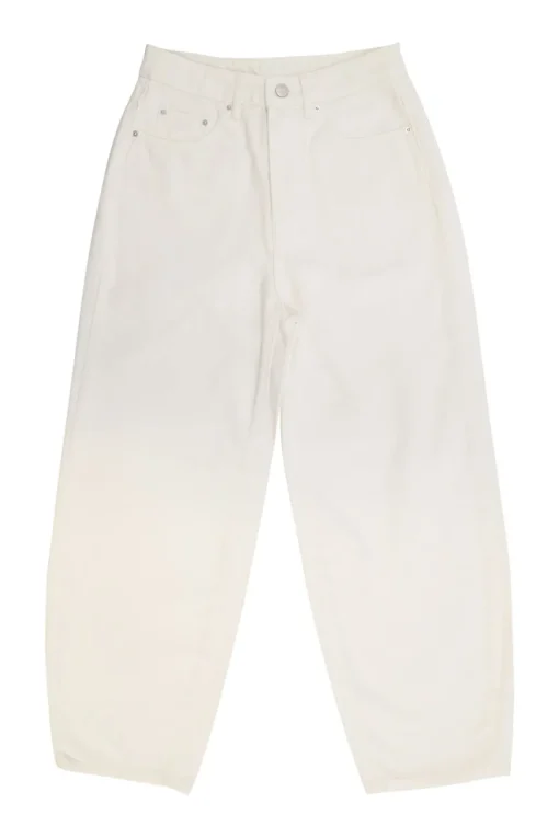 Ivory cotton denim pull-on high-rise balloon leg jeans
