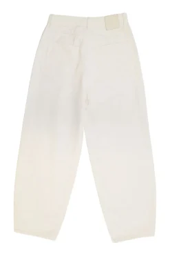 Ivory cotton denim pull-on high-rise balloon leg jeans