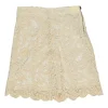 Ivory cotton-blend guipure lace illusion mini skirt with scalloped hem