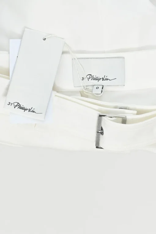 Ivory cotton-blend pull-on high-rise belted shorts with slanted zip pockets