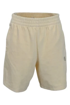 Ivory cotton-blend velour pull-on high-rise elasticated waist bermuda shorts