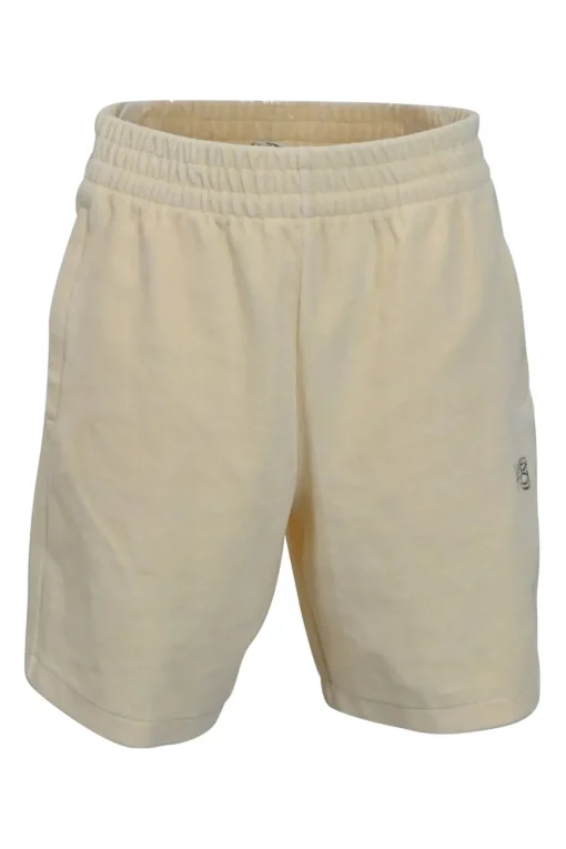 Ivory cotton-blend velour pull-on high-rise elasticated waist bermuda shorts