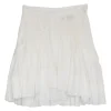 Ivory cotton-silk blend pull-on A-line pintuck Kadavu flared mini skirt