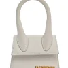 Ivory croc-embossed suede leather Le Chiquito mini top handle bag with detachable shoulder strap