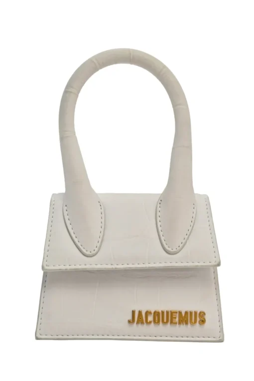 Ivory croc-embossed suede leather Le Chiquito mini top handle bag with detachable shoulder strap