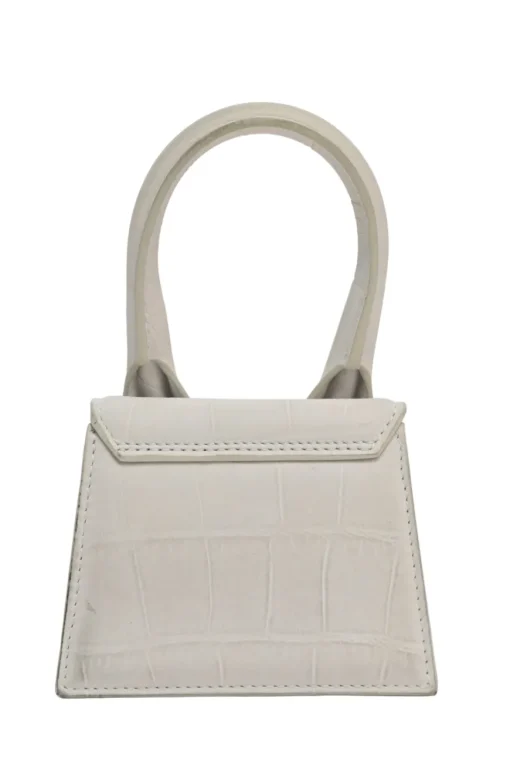 Ivory croc-embossed suede leather Le Chiquito mini top handle bag with detachable shoulder strap