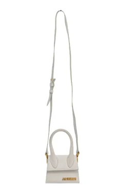 Ivory croc-embossed suede leather Le Chiquito mini top handle bag with detachable shoulder strap