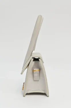 Ivory croc-embossed suede leather Le Chiquito mini top handle bag with detachable shoulder strap