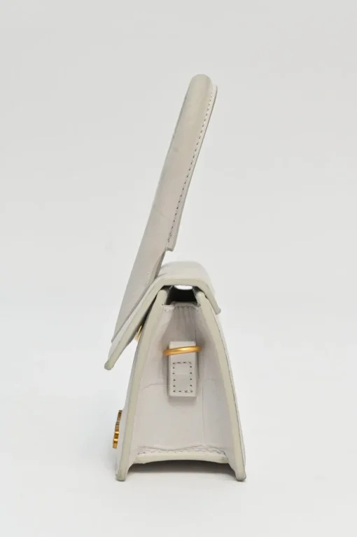 Ivory croc-embossed suede leather Le Chiquito mini top handle bag with detachable shoulder strap