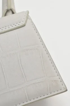 Ivory croc-embossed suede leather Le Chiquito mini top handle bag with detachable shoulder strap