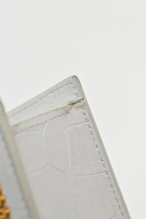 Ivory croc-embossed suede leather Le Chiquito mini top handle bag with detachable shoulder strap