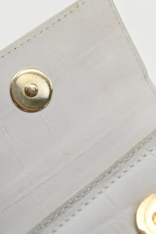 Ivory croc-embossed suede leather Le Chiquito mini top handle bag with detachable shoulder strap
