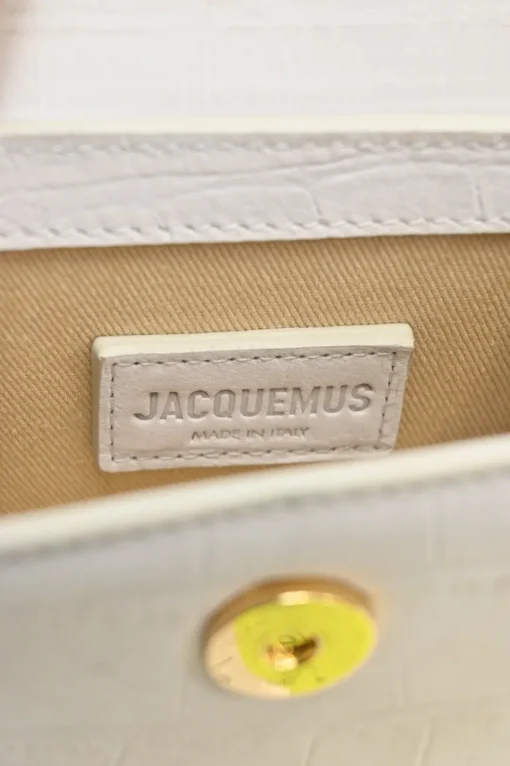 Ivory croc-embossed suede leather Le Chiquito mini top handle bag with detachable shoulder strap