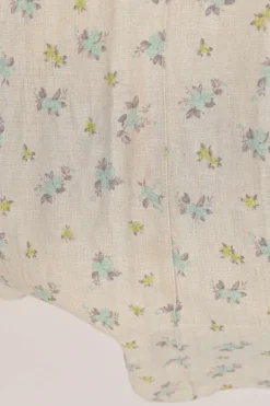 Ivory ditsy floral print pull-on high-rise flared pants