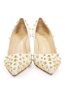 Ivory embellished leather Aimantaclou pointed toe spike pumps