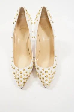 Ivory embellished leather Aimantaclou pointed toe spike pumps