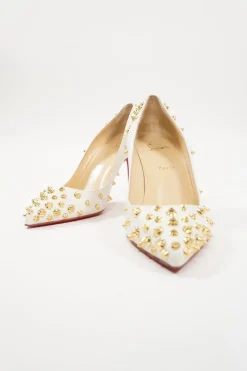 Ivory embellished leather Aimantaclou pointed toe spike pumps