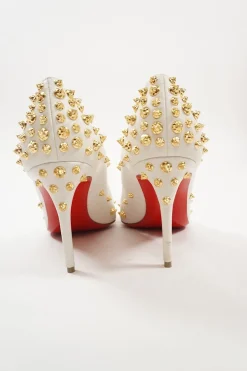 Ivory embellished leather Aimantaclou pointed toe spike pumps