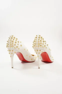 Ivory embellished leather Aimantaclou pointed toe spike pumps