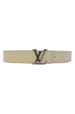 Ivory Epi leather LV buckle belt