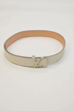 Ivory Epi leather LV buckle belt
