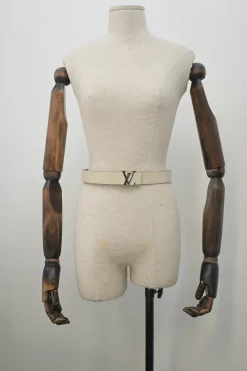 Ivory Epi leather LV buckle belt