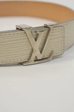 Ivory Epi leather LV buckle belt