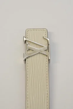Ivory Epi leather LV buckle belt