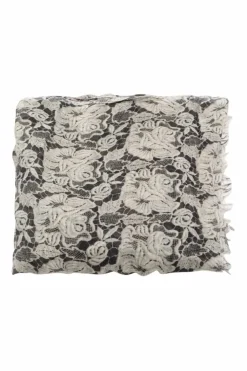 Ivory Floral Lace Printed Silk Scarf